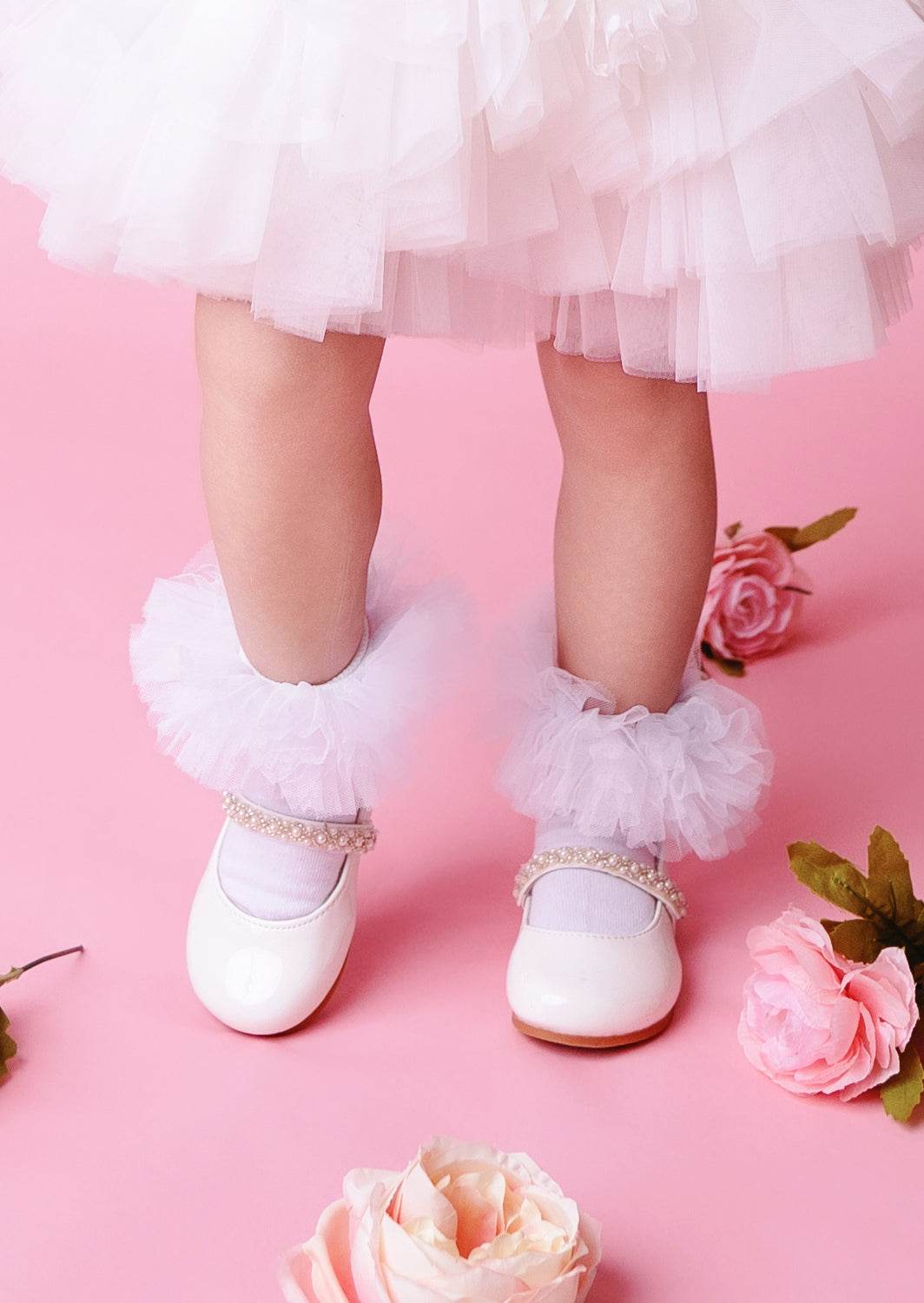 Toddler & Girls Tutu Ankle Socks White