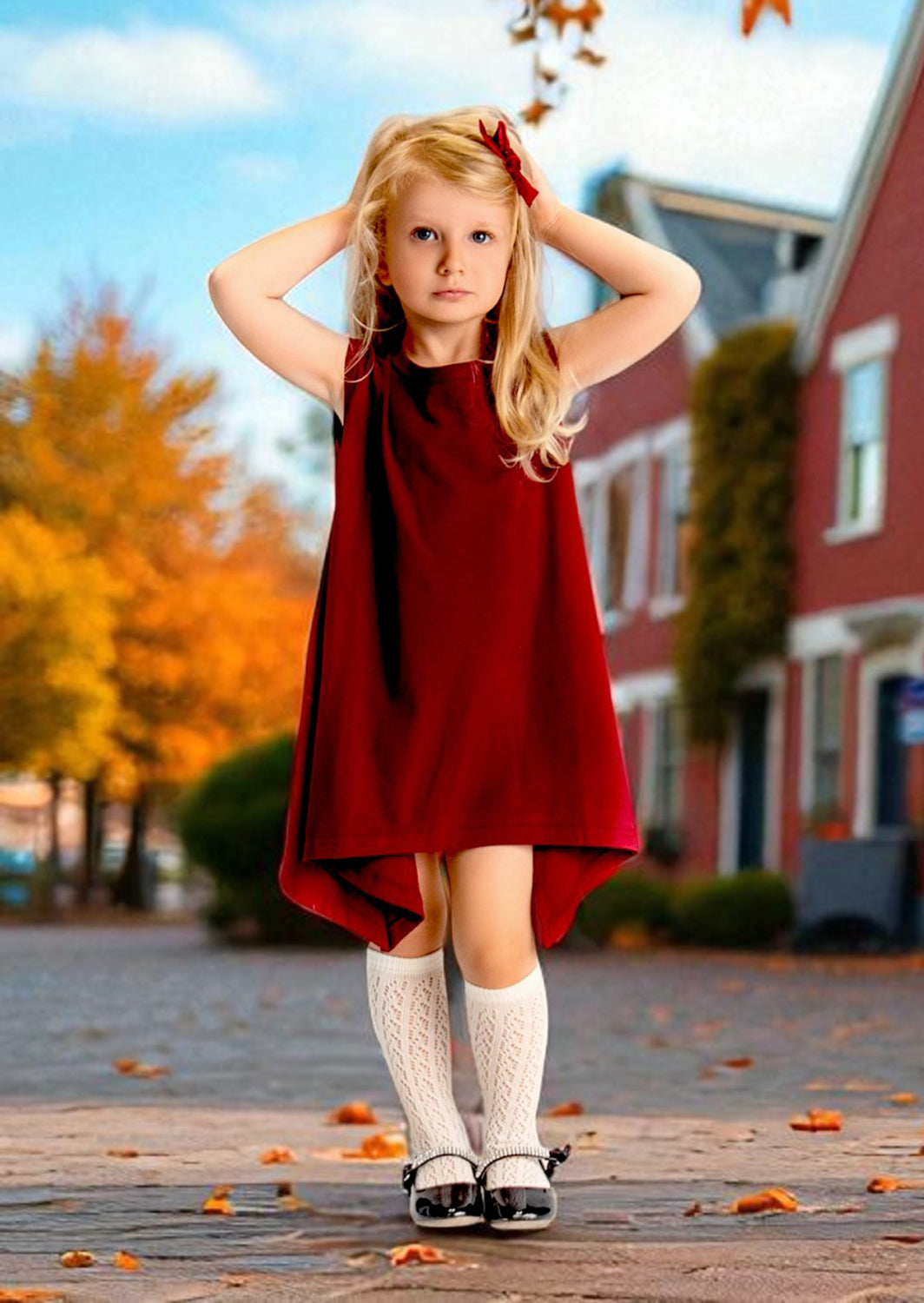 Vertical Hem Dress | Burgundy