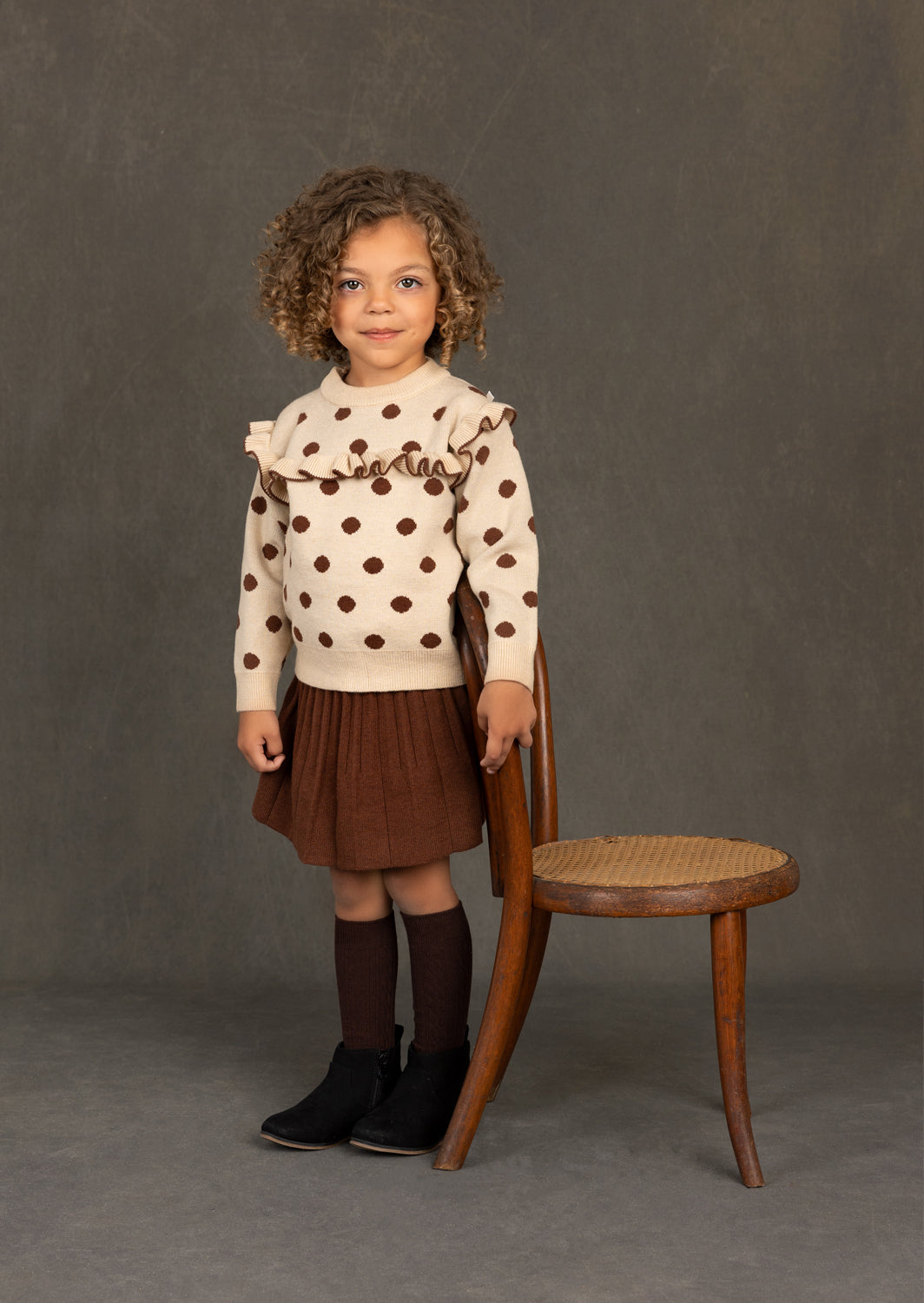 Wendy Sweater Set | Brown Dot
