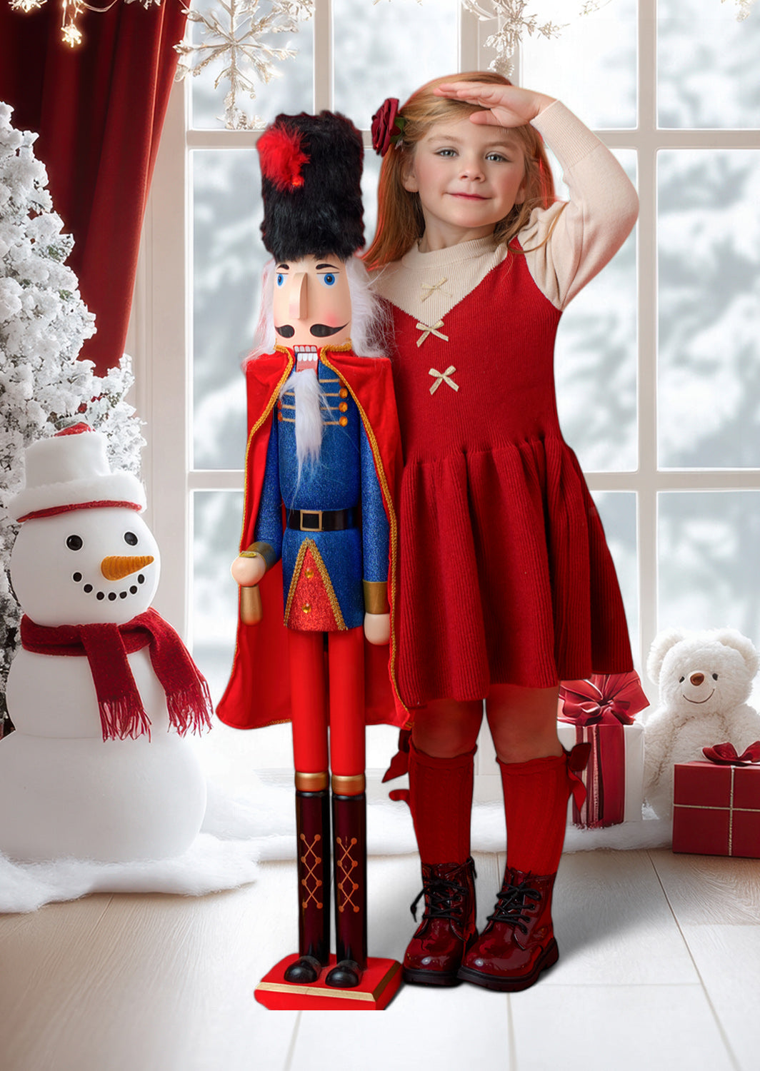 Deep Red Christmas Holiday Sweater Dress