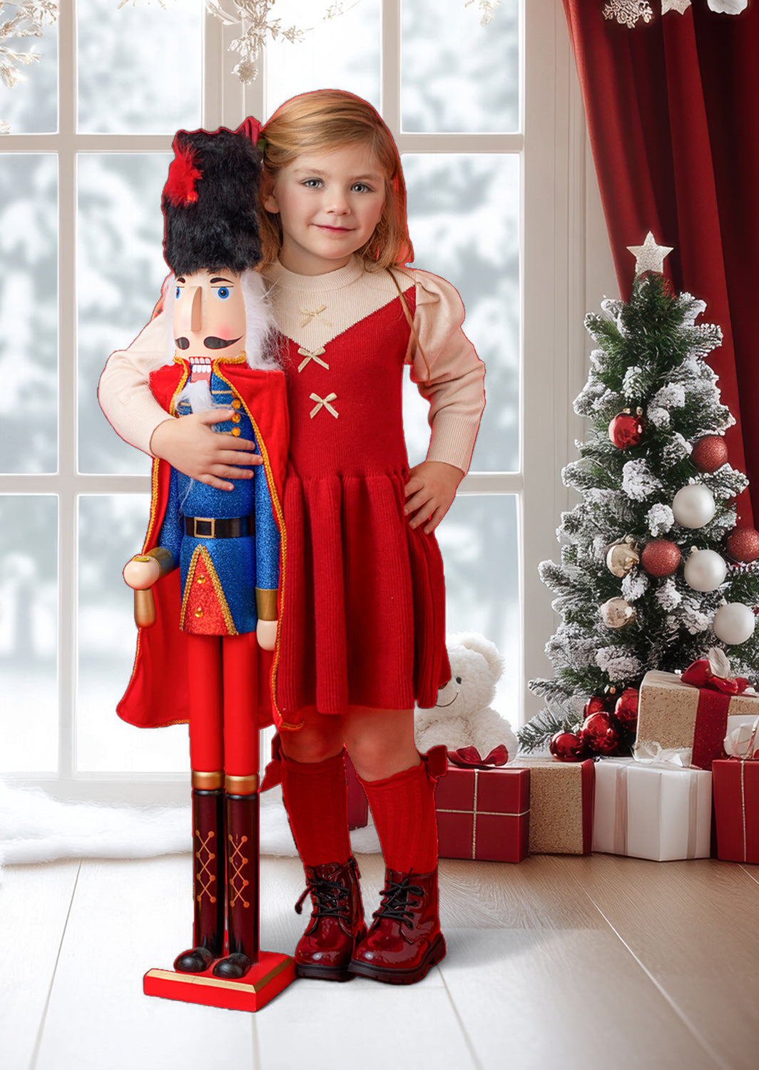 Deep Red Christmas Holiday Sweater Dress
