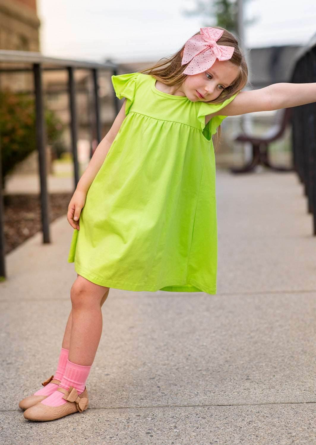 Toddler Girl Dress in Apple Green