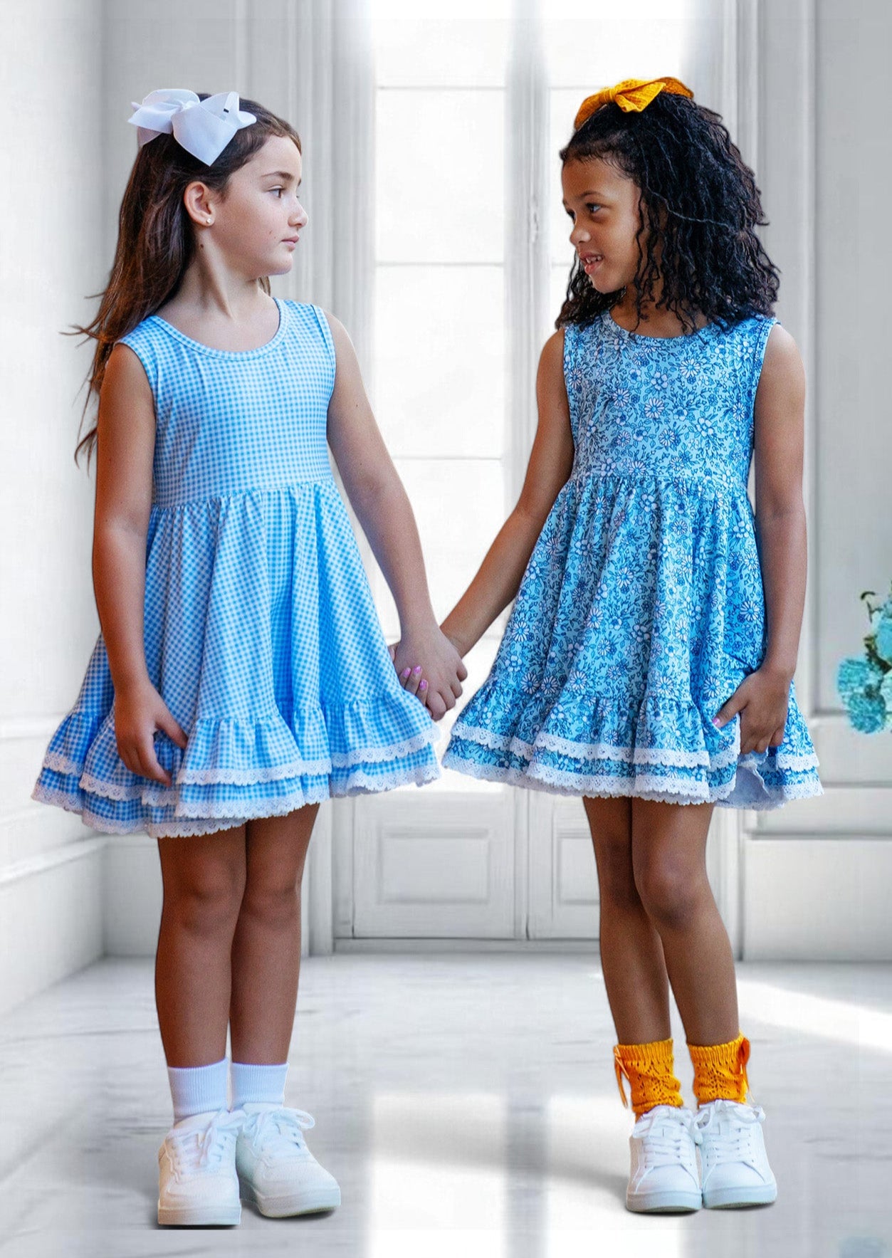 Toddler Girls Blue Print Twirl Dress