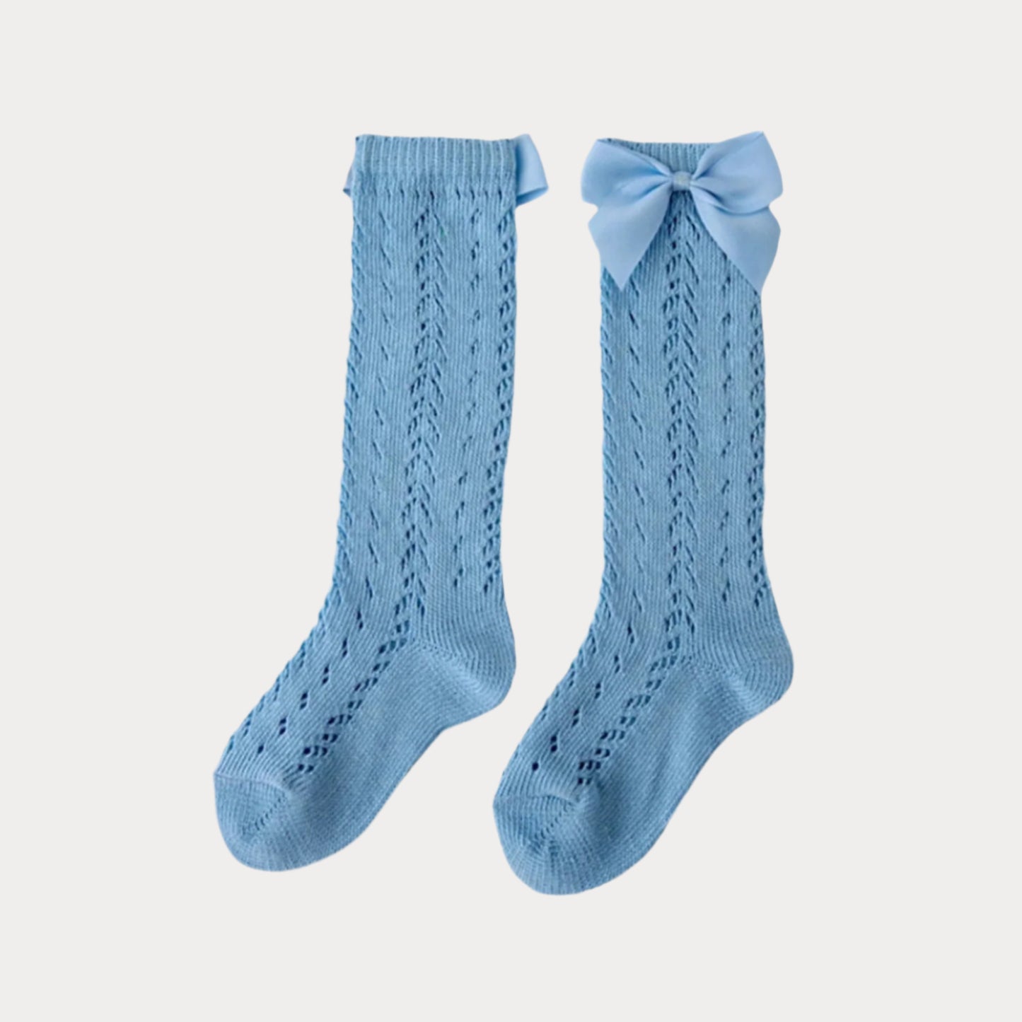 Spanish Knee High Bow Socks Blue