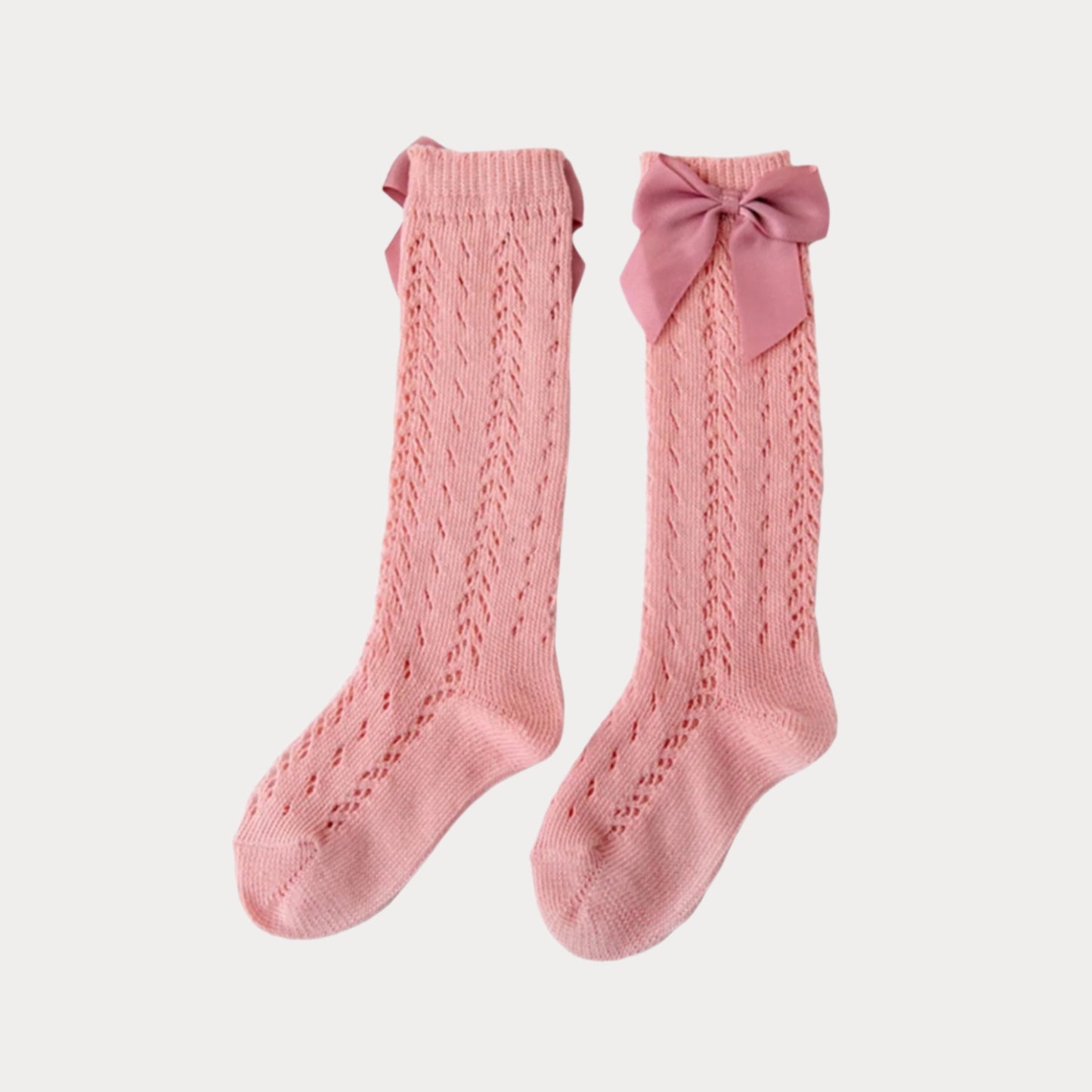 Spanish Knee High Bow Socks Pink