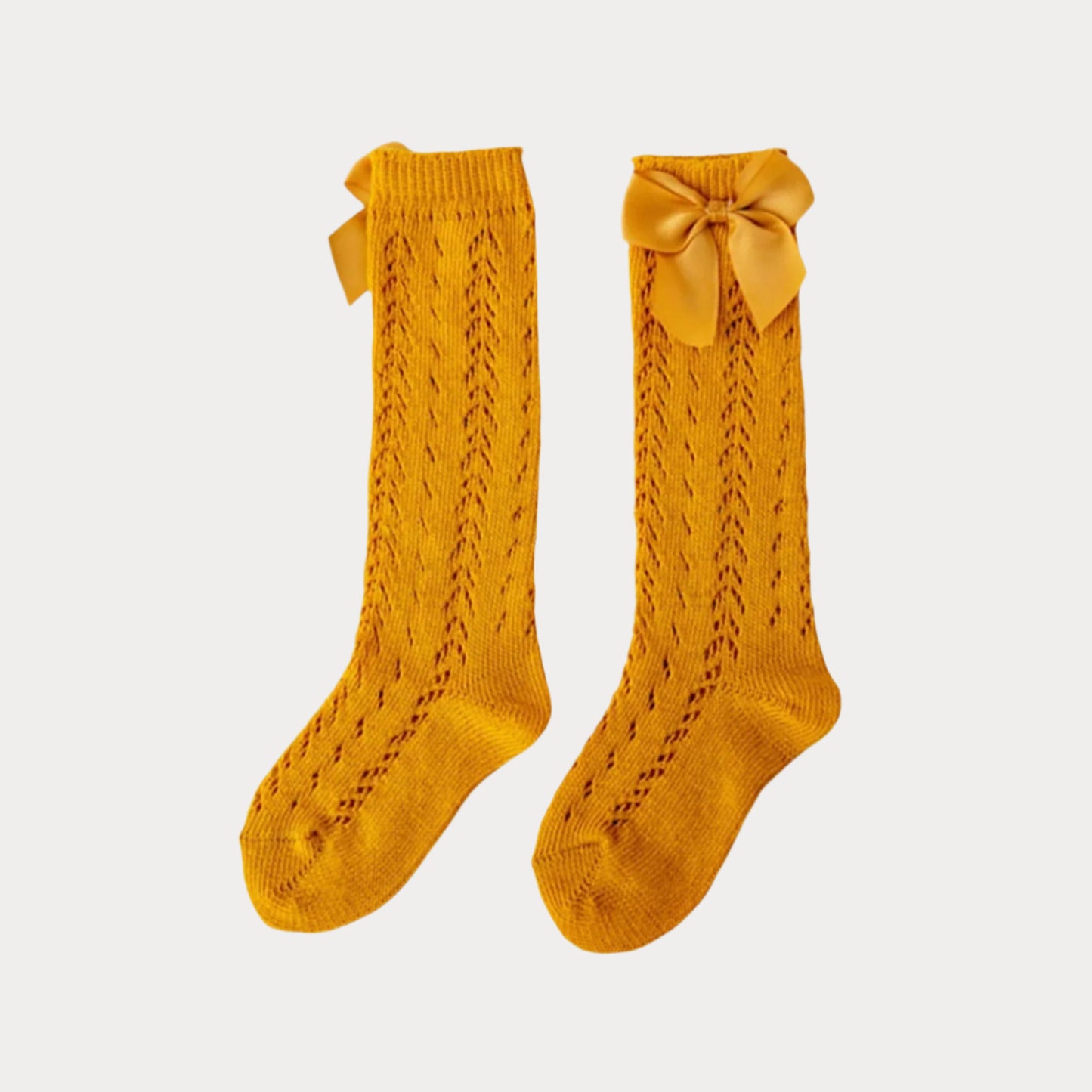 Spanish Knee High Bow Socks Gold