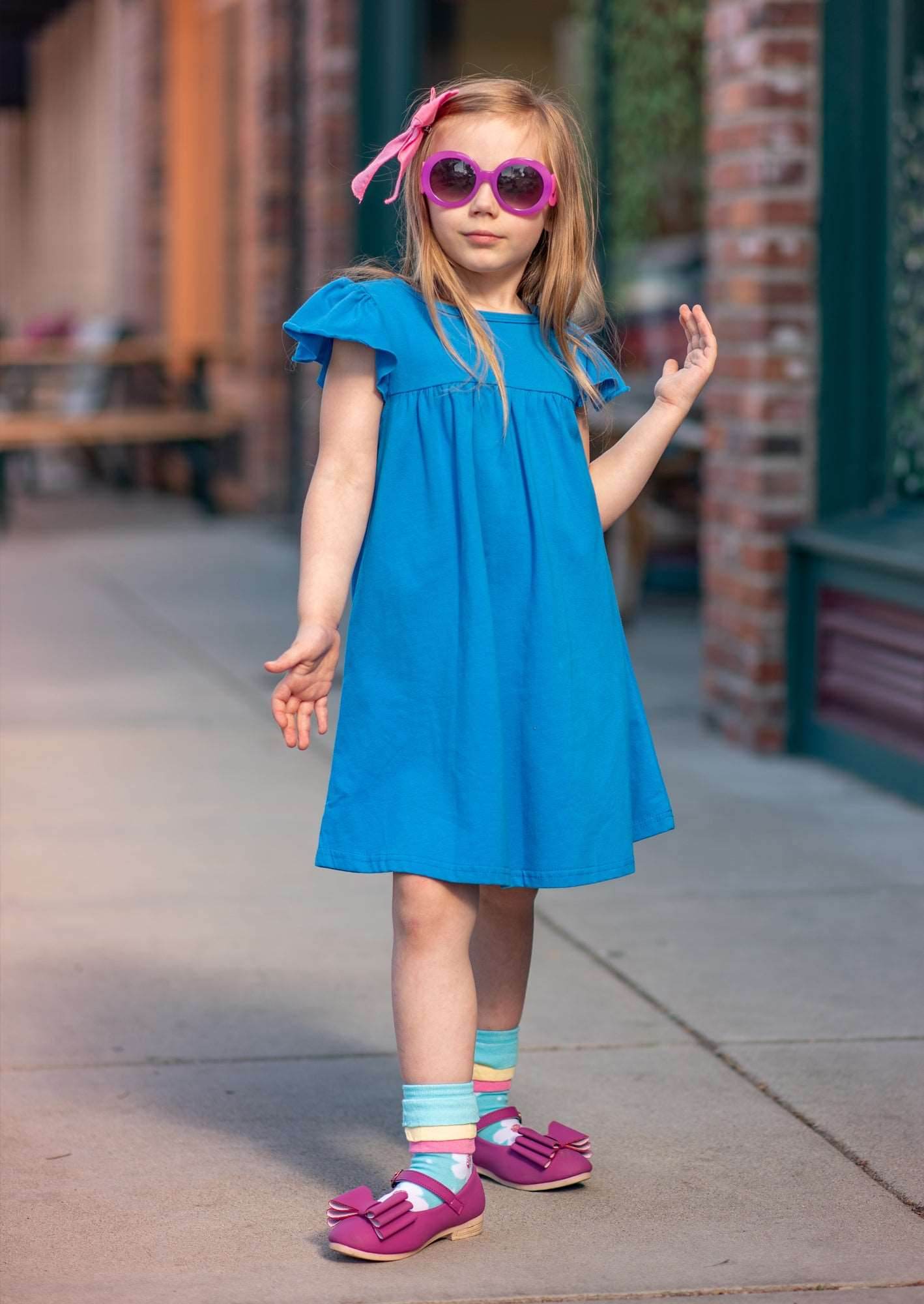 Girls Dress in Medium Blue