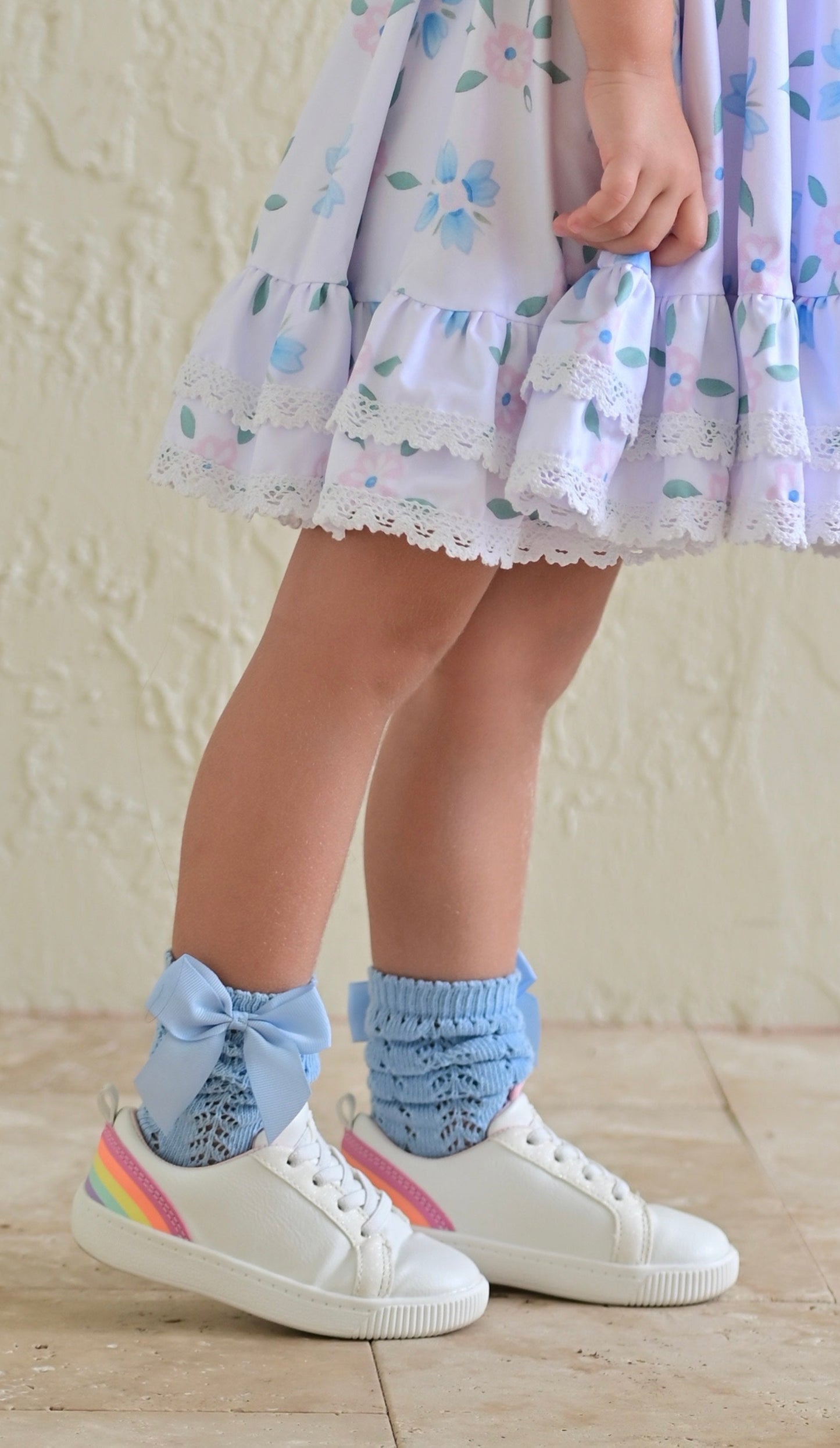 Toddler girl blue bow Spanish Socks
