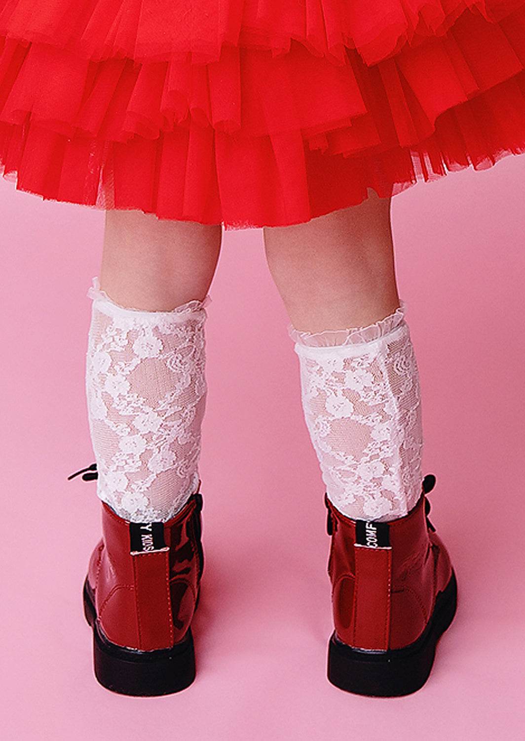 Girls White Lace Knee Socks