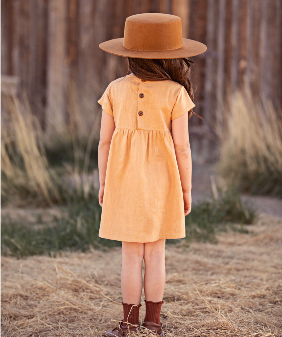 Toddler Girls Desert Sand Country Linen Dress
