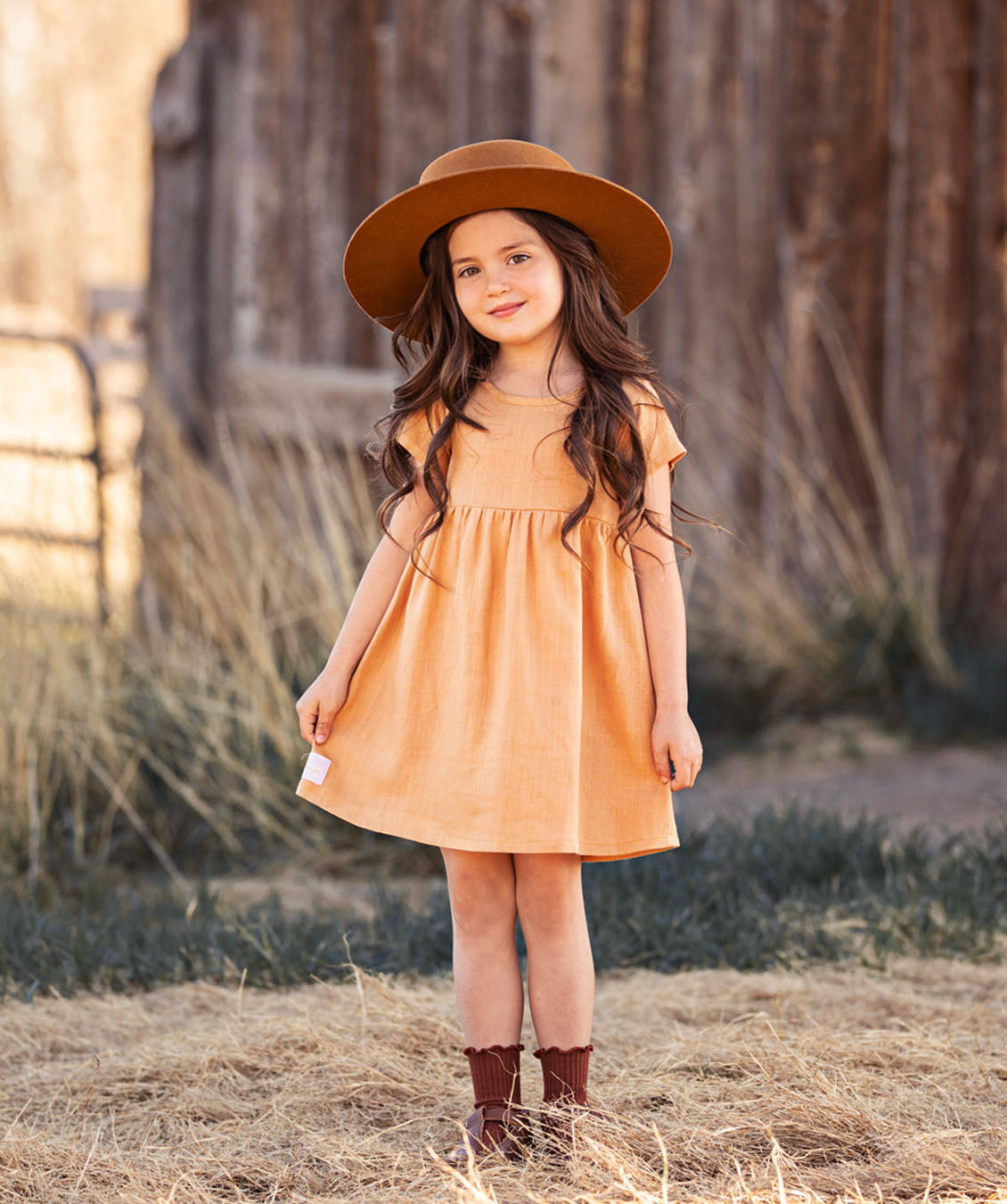 Toddler Girls Desert Sand Country Linen Dress