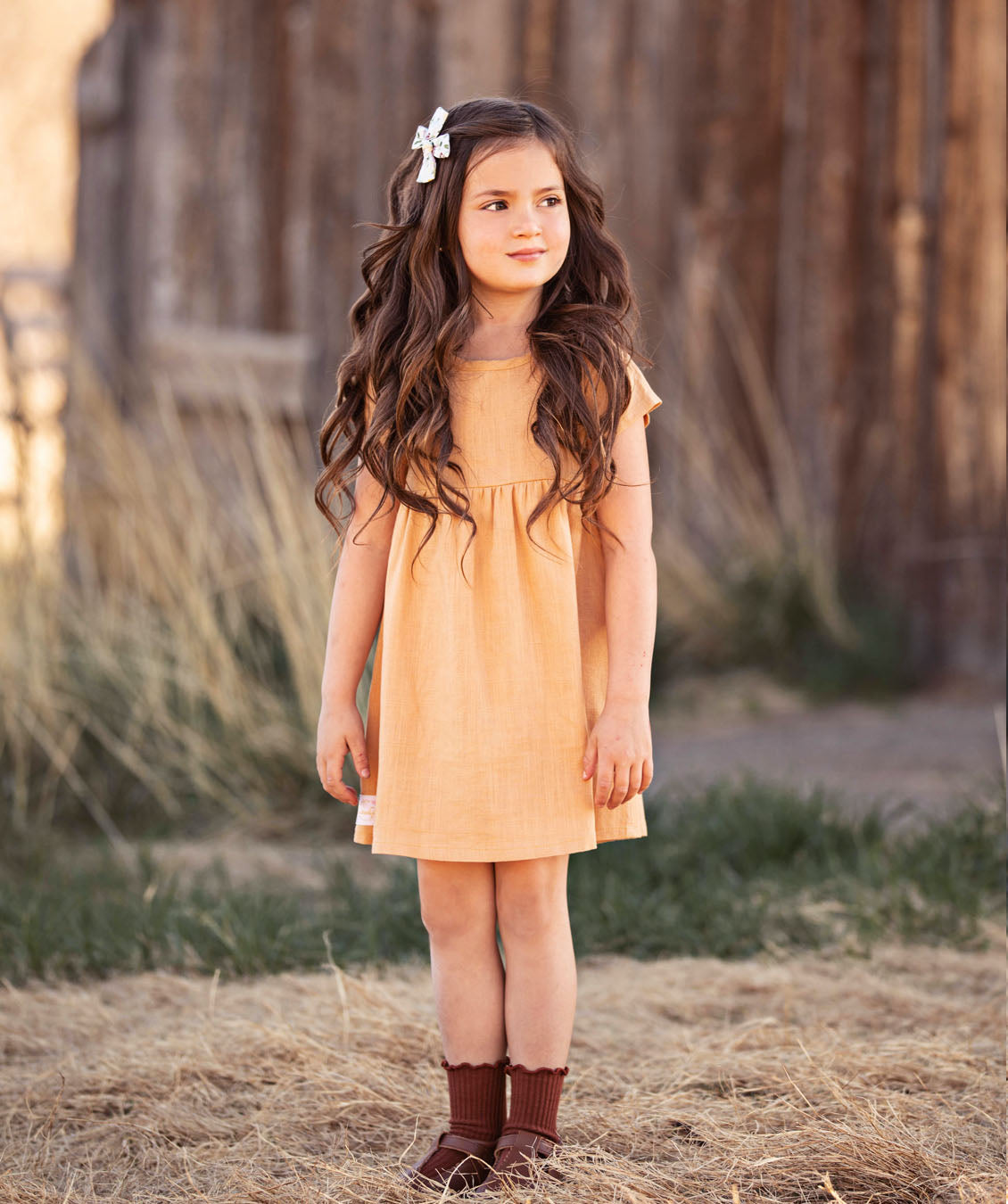 Toddler Girls Desert Sand Country Linen Dress