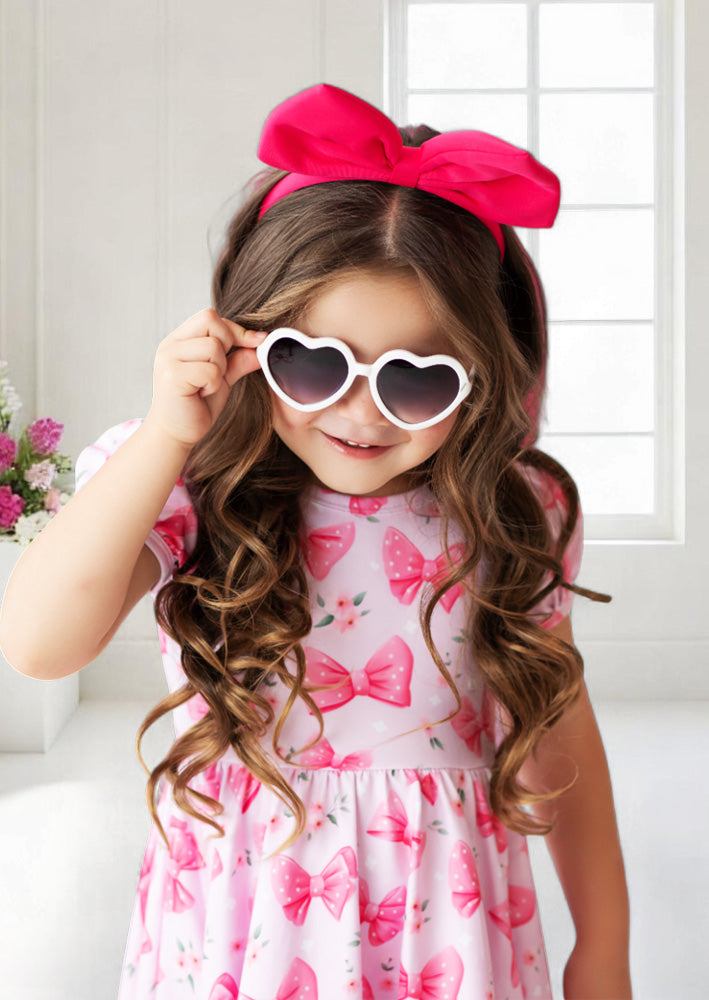Toddler Girl Barbie Pink Birthday Bows Twirl Dress