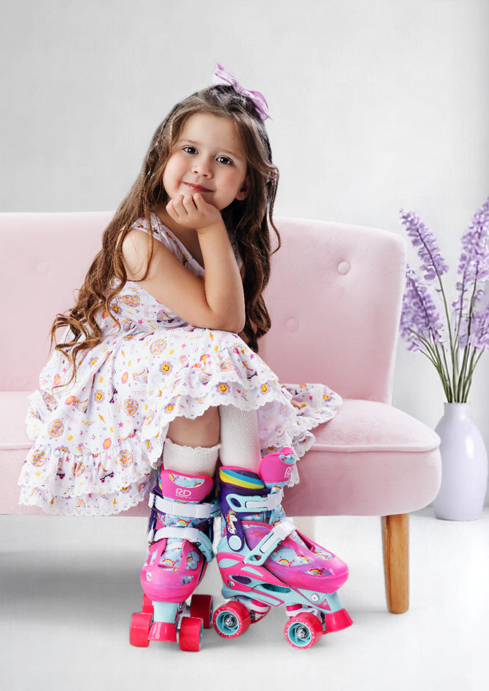 Retro Skates Print Toddler Girl Twirl Dress