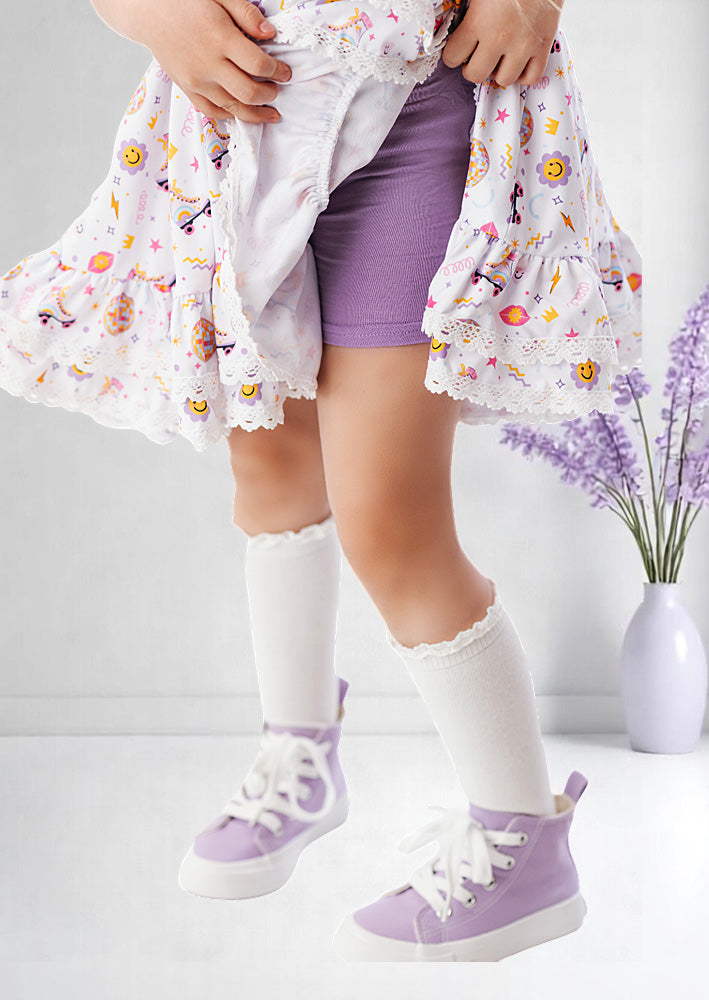 Retro Skates Print Toddler Girl Twirl Dress