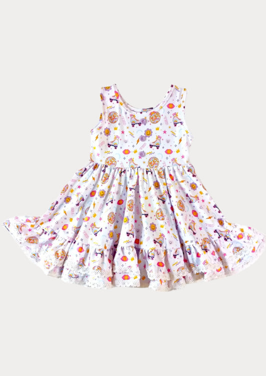 Retro Skates Print Twirl Dress