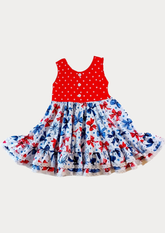 Red Stars & Bows Twirl Dress
