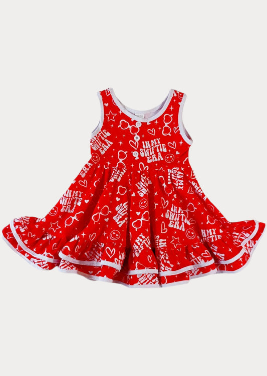 Swiftie Era Twirl Dress in Red