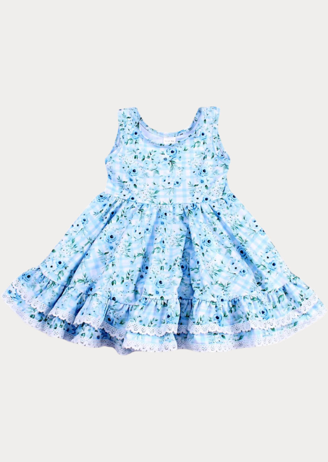 Field of Roses Twirl Dress in Blue