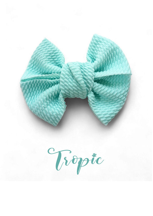 Sea Blue Girls Soft Textured Hair Bow Clip