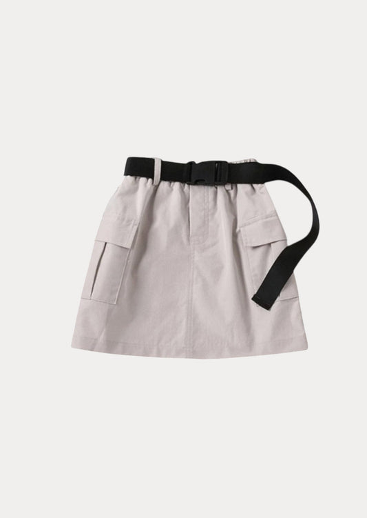 Side Pocket Khaki Skirt | Black Army Belt