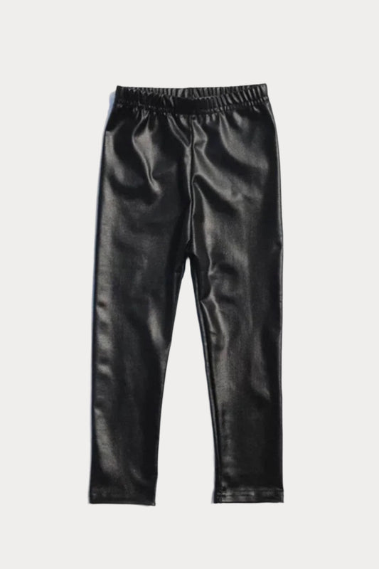 girls and toddlers Faux Leather Black Leggings