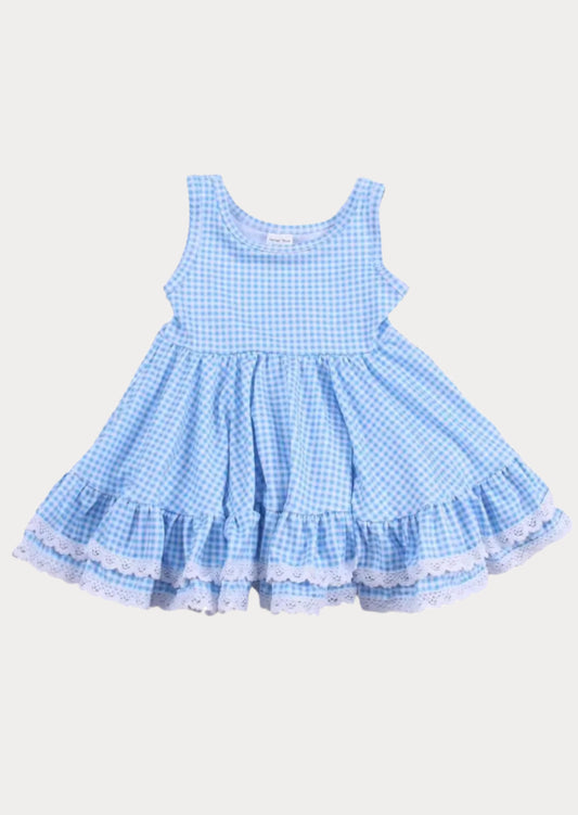 Abigale Blue Check Twirl Dress