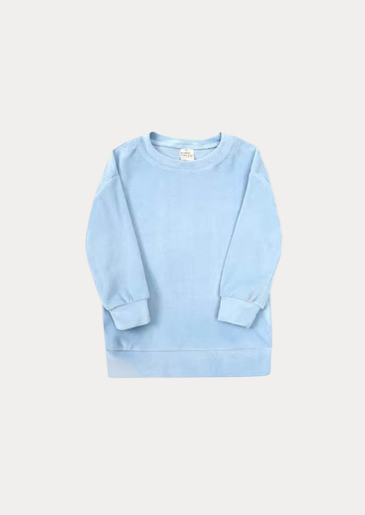Girls Long Sleeve Velour Sweatshirt In Lt. Blue