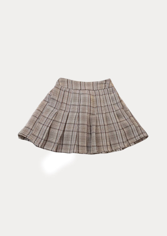 Pleated Plaid Skirt | Brown