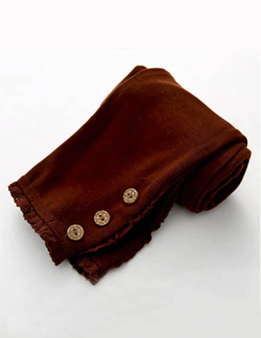 girls brown button leggings