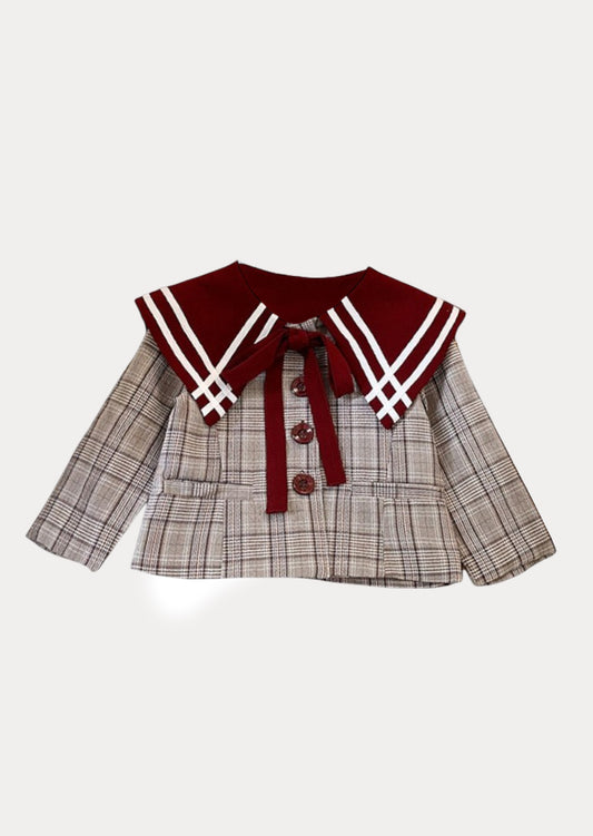 Plaid Sailor Jacket | Burgundy Brown