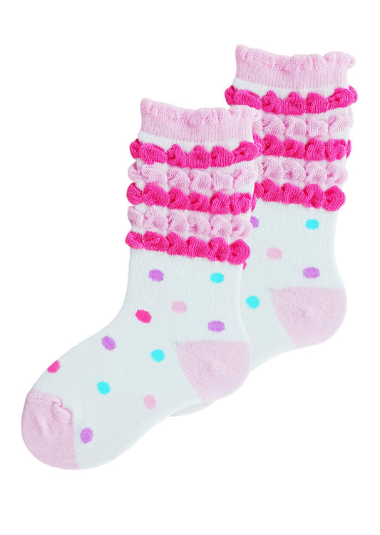 Toddler Girls Candy Dots Poufy Ankle Socks In Pink 4-6 Year Pink