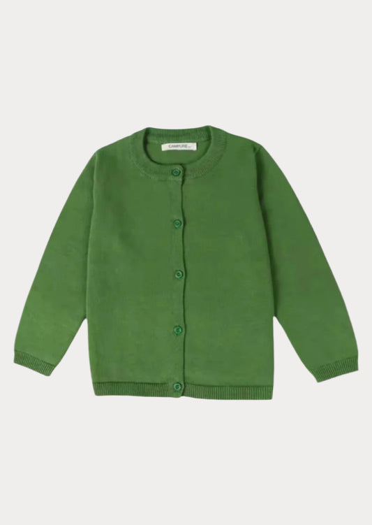 Girls Green Button Down School Sweater