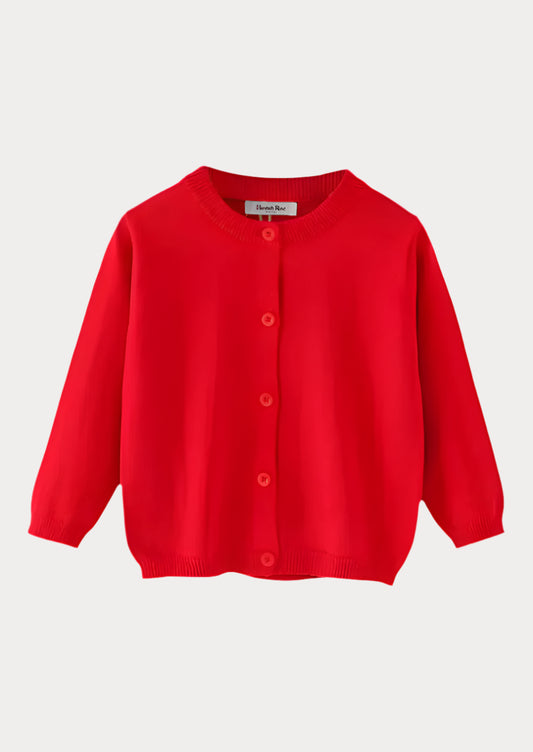 Kids Girls Red Button Down School Sweater