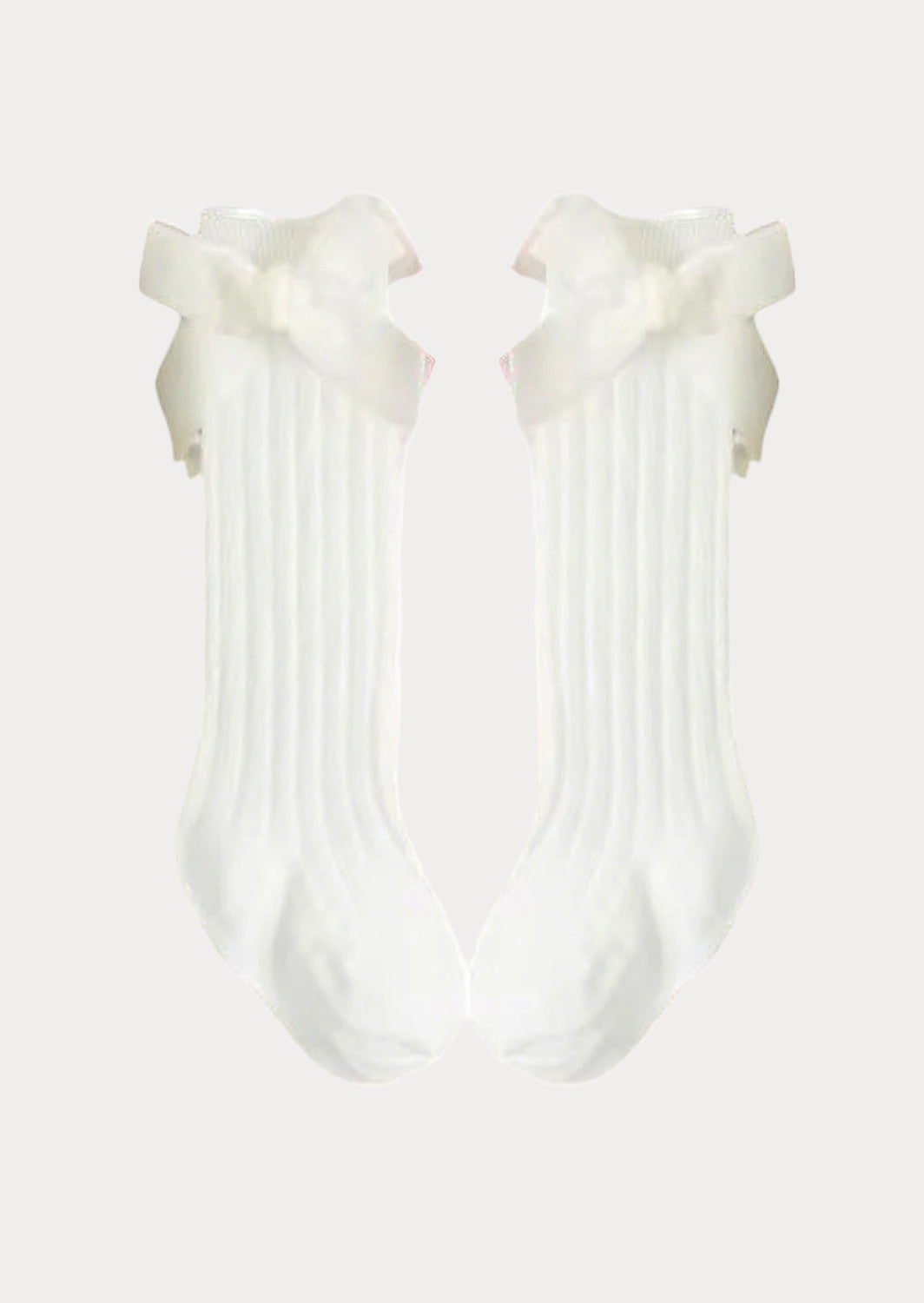 Toddler Girls Velvet Bow Knee Socks White