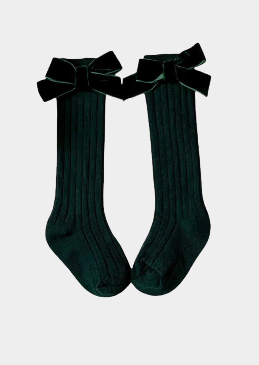 Toddler Girls Velvet Bow Knee Socks Deep Green