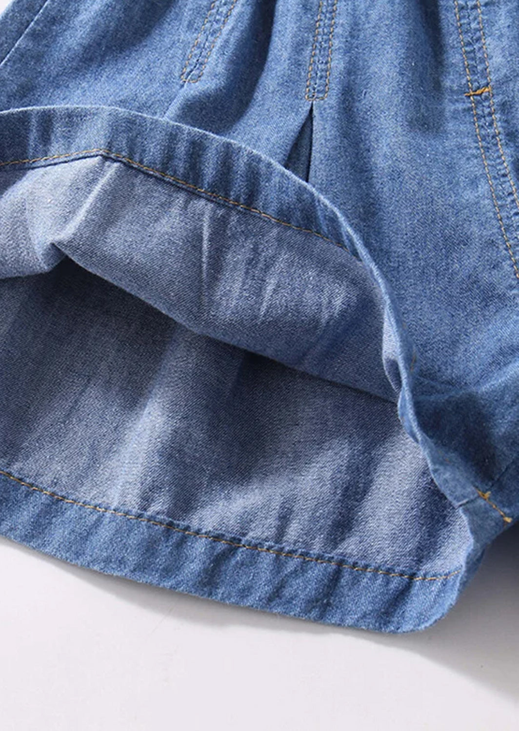 Wide Leg Pleated Jean Shorts | Blue Denim