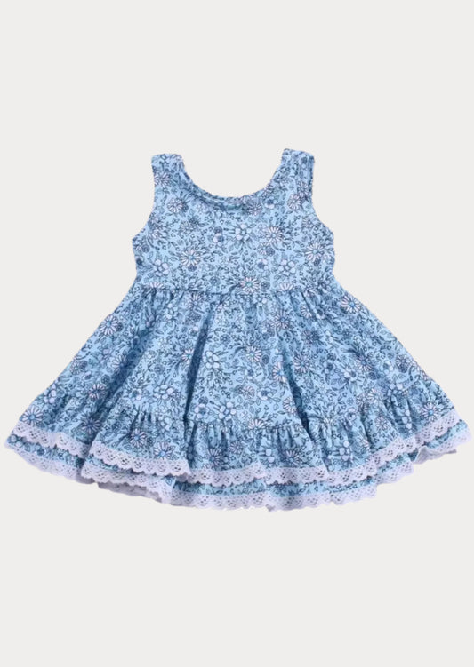 Abigale Blue Ditsy Print Twirl Dress
