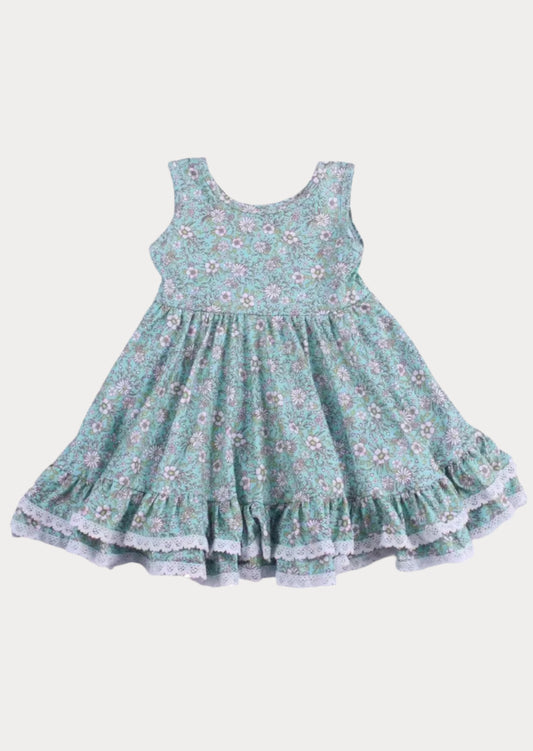 Abigale Green Ditsy Print Twirl Dress