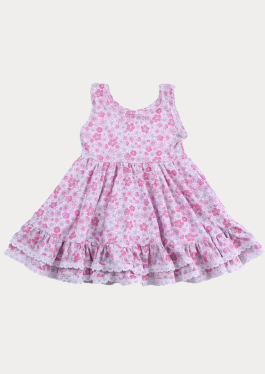 Abigale Pink Ditsy Print Twirl Dress