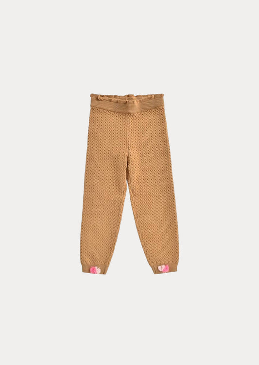 Gold Pompom Knitwear Trousers | Gold