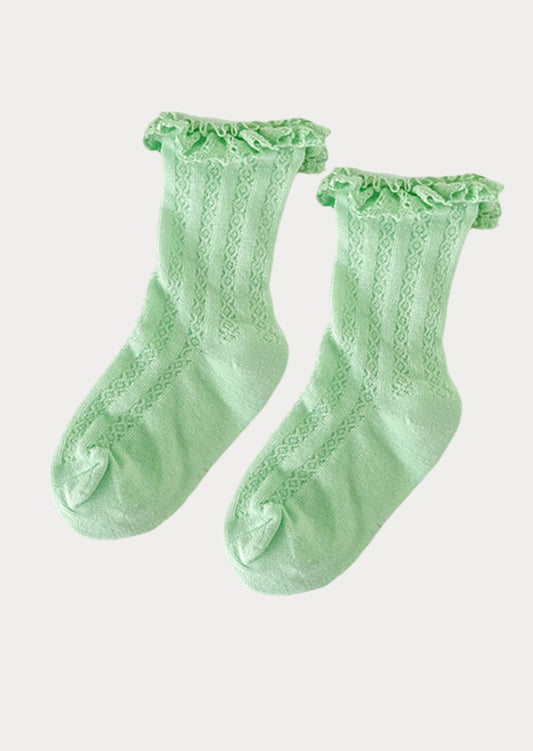 Ruffle Lace Midi Socks 1-3 Year Mint