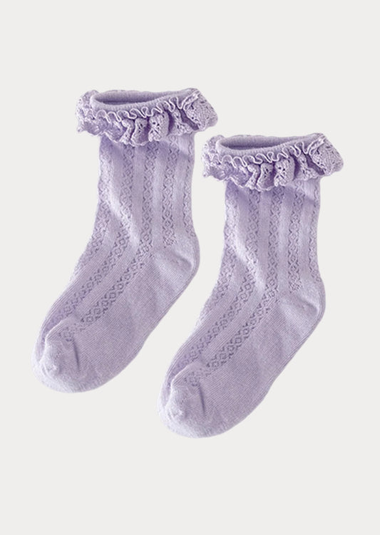 Ruffle Lace Midi Socks 1-3 Year Lavender