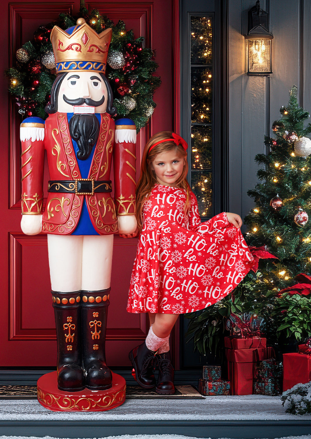 Toddler Girl Ho Ho Ho Red Christmas Twirl Dress