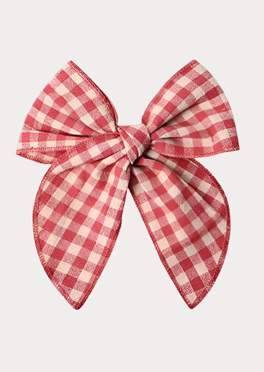 Red Gingham Checkered Christmas Fable Bow