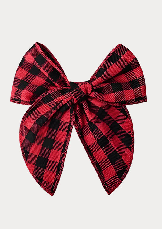 Red & Black Check Christmas Fable Bow