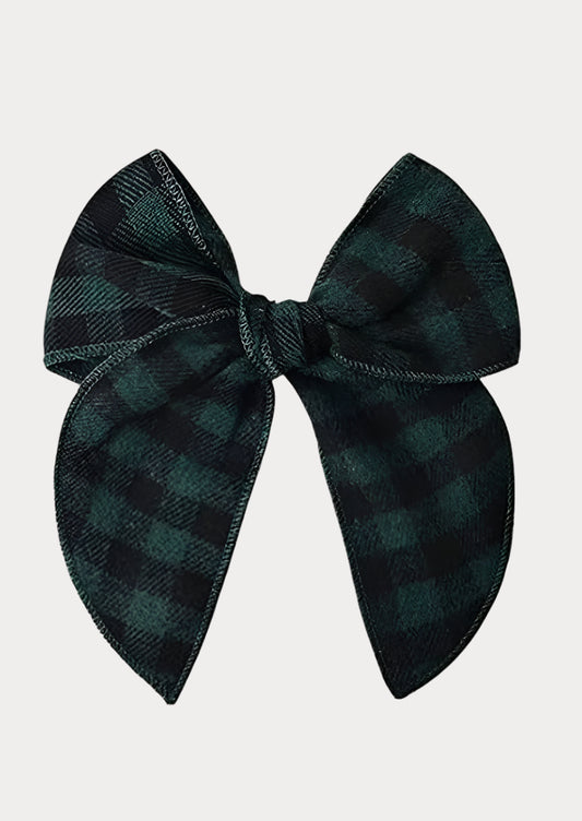 Green Check Christmas Fable Bow