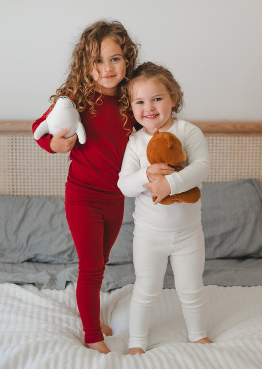 Toddler Girls Pima Cotton Pajamas Red (12m to 12 Years)
