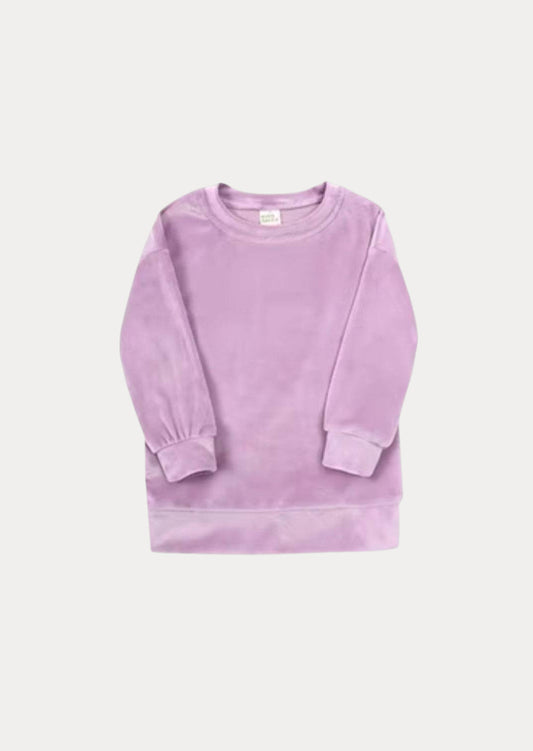 Girls Long Sleeve Velour Sweatshirt In Lavender