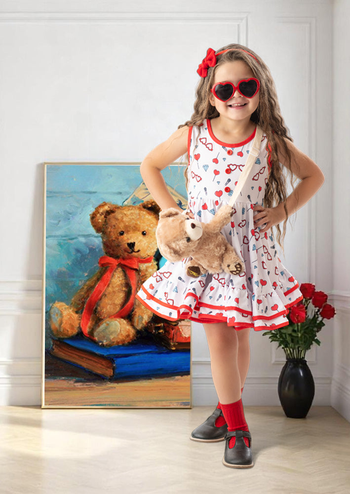 Girls Red & White Lollipop Hearts Twirl Dress
